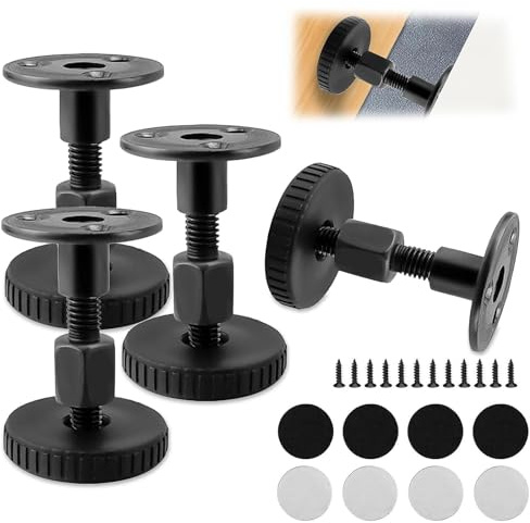 GEBAUM 4 Stück Verstellbare Möbelfüße von 47 bis 64 mm, Ausziehbar mit Verbindungsmuttern, Gebohrt oder Selbstklebend, Leise und Bodenschonend, für Möbel- oder Gerätefüße