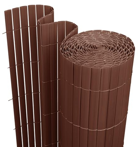 Jopassy PVC Sichtschutzmatte,Braun DREI Rippenverstärkungen Sichtschutzzaun,UV-beständig, schimmelfrei und pflegeleicht,Verstärkt Starke Privatsphäre für Garten Balkon Terrasse(1.4 * 8M)