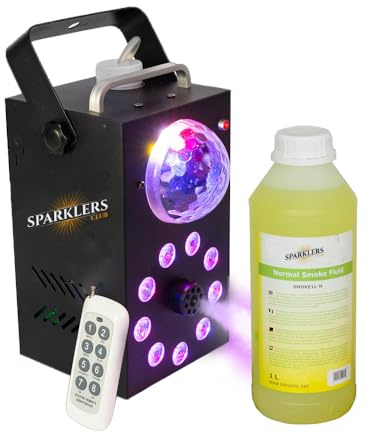 Machine à fumée 700W Effet Astro & 9 LED + Liquide à Fumée - Puissance 700 Watt, Très bon Débit - Temps de chauffe rapide - Réservoir 15cm - Facile à transporter, idéale pour DJ (1 MACHINE + 1L)