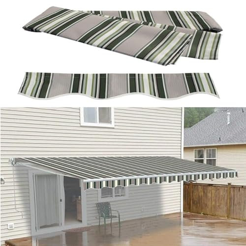 markisenstoff fertig genäht Ersatz für Terrassenmarkisenstoff mit Volant, Fenstermarkisen für den Außenbereich, Sonnenschutz aus Segeltuch ohne Rahmen, 1, 2, 3, 4, 5, 6 m lang, UV- und wasserabweisend