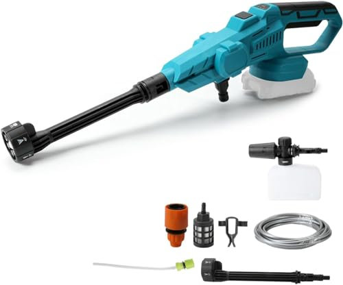 Akku Hochdruckreiniger, 80 BAR für Makita 18V Tragbarer Hochdruckreiniger mit 6-IN-1 Düse, Bürstenloser Motor,380L/H(6.3L/min),für Auto, Terrasse, Rasen (Ohne Akku)