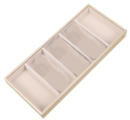 rongweiwang 5 Gitter Brillenbox zur Präsentation von Sonnenbrillen und Brillen in Art und Weise Kunstleder Brillenbox Aufbewahrungsbox, Beige