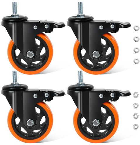 BAOLIHUI Ruote per Mobili M12 x 30mm Ruote per Carrello 100mm Ruote Girevoli con Perno Filettato Ruote per Carichi Pesanti - Capacità di Carico 550kg Industriali