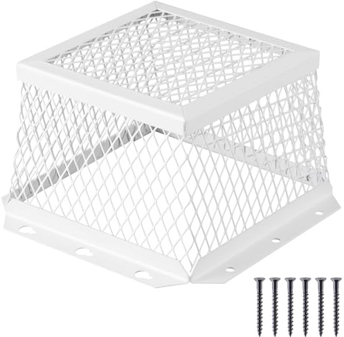 Pasimy 1 Pcs 7 l x 7 W x 5 H White Stainless Steel Universal Vent guard, Easy Installation outside dryer vent cover Hood-style Kitchen Bathroom Exhaust Vents Cover