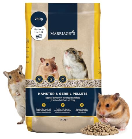 Marriage’s - Hamster Food and Gerbil Food for a Healthy Weight and Immune System, Gerbil & Hamster Pellets with Sunflower Seed, 100% Nutri Pressed, Suitable for All Ages (750g)