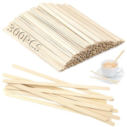 TXXATX 300 Stück Rührstäbchen Holz 11 cm Holzstäbchen Kaffee Natürlich | Holzstäbchen Einweg, Kaffee Sticks, Holzstiele für Waffeln am Stiel, Milch, Tee, Saft