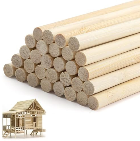 DAWRIS 30Pcs Bamboo Dowel Rods 30CM/11.8 inch x 10MM Round Wooden Craft Sticks for Crafting Projects DIY