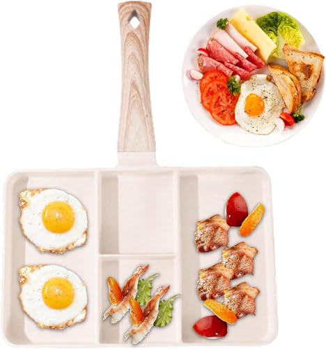 Werwing Poêle à frire carrée multifonctionnelle anti-adhésive 3 pièces Poêle à frire fendue Convient pour le gaz et l'induction, pour le petit déjeuner, l'omelette, le steak frit