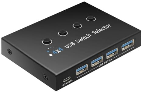Asyduey Switch USB 3.0 Selettore KM 4 Computer Laptop PC Condivisione Host 4 Dispositivi USB Switch KVM Box Condividi Stampante Mouse Tastiera