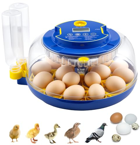 18 Egg Incubator Automatic Egg Turner Temperature & Humidity Control, Incubators for Hatching Eggs, Chicken, Ducks, Goose, Pigeon, Quail, Parrot Incubator Farm,Lab,Science Classroom,Home (Blue-18 Egg)