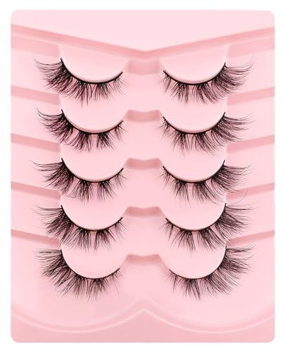 3D lösögonfransar kattöga, fluffig volym lockigt kattöga konstgjorda ögonfransar naturligt utseende, återanvändbara handgjorda falska mink make-up ögonfransar 5 parpack (FDH-15)