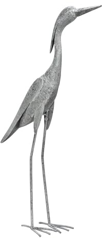 ausgefallene dekorative Dekofigur Fischreiher weiß-grau shabby Optik