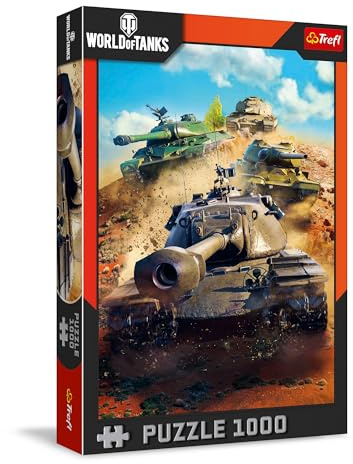Trefl - World of Tanks, Tanks in Battle - Puzzle 1000 Elements - Puzzle mit Panzern aus dem beliebten Spiel, für Erwachsene und Kinder ab 14 Jahren