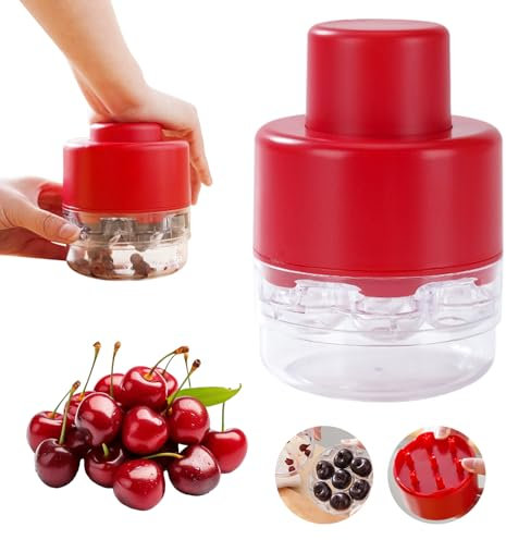 Cherry Stoner Remover UK, 2025 New Cherry Pitter Remover Tool, Food Grade Plastic Multi Cherry Destoner, Portable Easy Squeeze Cherry Tool with 7 Holes for Making Cherry Pie and Jam (Red)