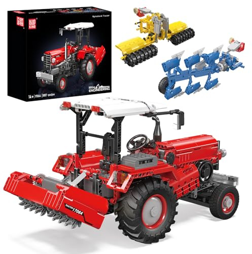 Mould King 17064 Technik Traktor, Ferngesteuert High-Tech Forklift mit 6 Motor, 3-in-1 Traktor Modell Groß Gabelstapler Klemmbausteine Bausatz (1857 Teile)