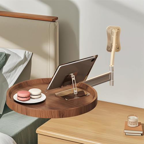 jvsufuik Wall Mounted Folding Table, Retractable Floating Desk for Wall Small Spaces, Wooden Foldable Hanging Table, Fold Down Wall Desk for Bedroom, Balcony, Living Room, Study (Walnut)