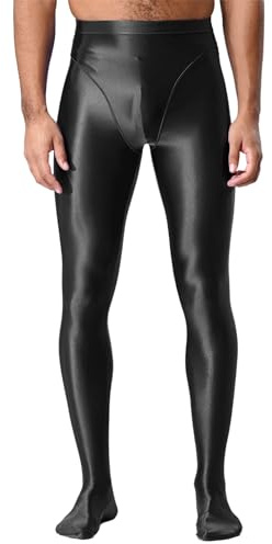 iiniim Homme Pantalon Collant à Pied Taille élastique Collant Legging Brillant Tenue Gymnastique Ballet Pantyhose Noir L