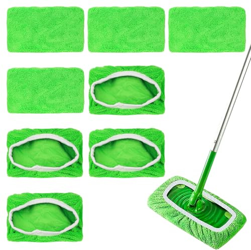 9 Pcs Almohadillas de Microfibra Reutilizables para Swiffer mopas, Paño de Repuesto Lavables para Limpieza en Húmedo, Paños de Microfibra para Barrer Superficies de Madera y Suelos de Madera