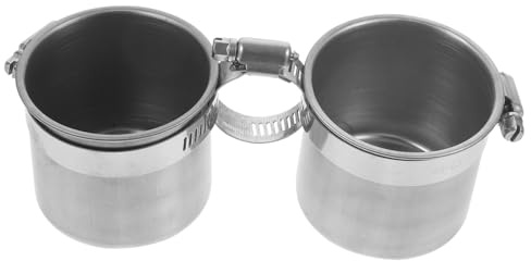 Hemobllo Comedero para Loros de Acero Inoxidable Soporte de Pie, Doble Copa 6.5 Cm Diámetro X 5.5 Cm Alto, Accesorio para Jaulas de Aves, Alimento Práctico para Mascotas