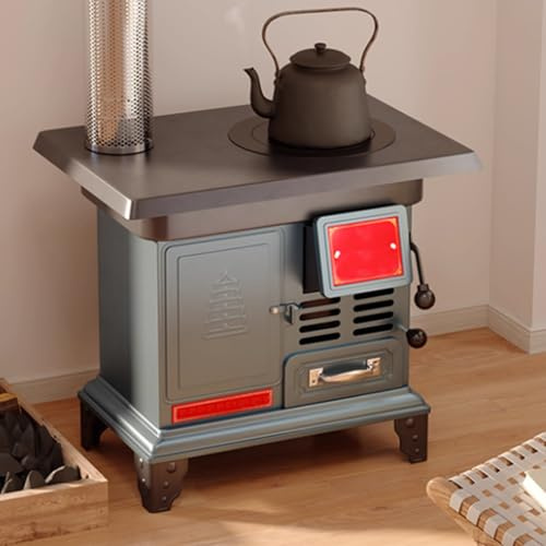 Estufas De LeñA con Horno, Estufa Pellets, Fabricada con Placa De Acero Apta For Diversos Combustibles SóLidos For Acampar, Hacer Senderismo Y Excursionismo