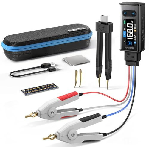FNIRSI LCR-ST2 100kHz LCR ESR Meter Tweezer, SMD & Through-Hole Component Tester, Auto Sort Compare, Resistor, Inductor, Diode, Capacitor Tester, Measures Voltage & Continuity, Full-Band Scan