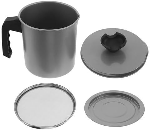 LOLIPPYY Contenitore per Grasso da Cucina 14L con Filtro Rimovibile e Coperchio Decanter per Olio in Acciaio Inox Brocca Antigoccia per Conservazione Olio e Grasso di Pancetta Uso