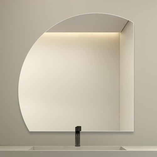WIQUYBML Specchio da Bagno Moderno a Mezzaluna, Specchio Rotondo Elegante da Parete Senza Cornice antideflagrante da 23,6 Pollici per Soggiorno, Camera da Letto e Ingresso - Right Cut Design