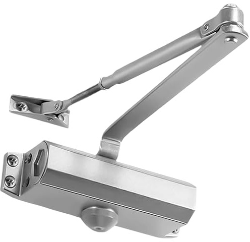 KRUMAD Automatischer Türschließer für Innentüren, hydraulischer Türschließer aus Aluminiumguss, leiser Türschließer für Zimmertür und Haustür, einstellbare Schließgeschwindigkeit, Silber