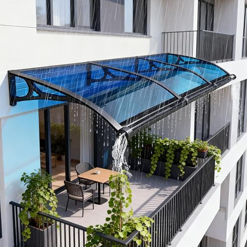 Errtsdb Auvent De Porte Aluminium, la Neige et Les UV, auvent de Jardin extérieur, Toit de fenêtre avec Feuilles de toiture en Polycarbonate, Design en Arche(100x110cm)