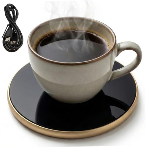 Chauffe-Tasse à café USB avec minuterie 4 Pouces, Plaque chauffante à Bougie, 3 Modes de température, minuterie de 8H pour Boissons, Bureau
