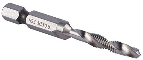 Akozon Bohr- und Gewindebohrer-Bit, M5 HSS 1/4 Sechskantschaft Bohr- und Gewindebohrerbohrer-Bits Elektrowerkzeug-Teil, Gewindebohrer-Bitsatz Bohrgewindebohrer