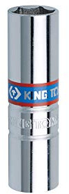 KING TONY 36B514 Zündkerzen-Stecknuss, 3/8-Zoll-Antrieb, 6-kant Gummi, 14 mm, Länge 63 mm, 12 Stück