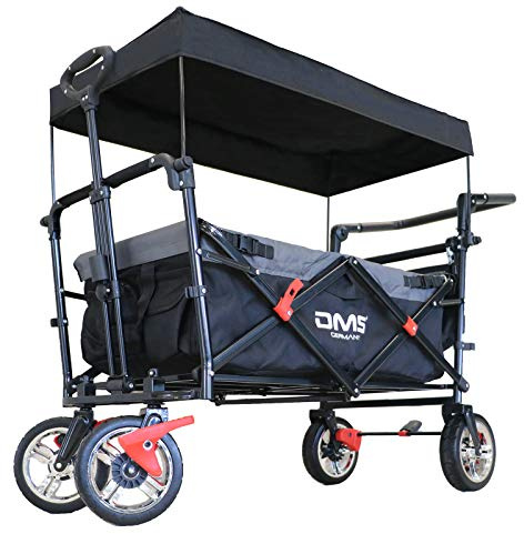 DMS Vikbar rullvagn med tak | vikbar handvagn/transportvagn | gummidäck | inkl. stoppsystem för barn, med bärväska och bromssystem