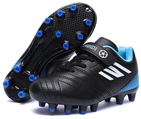 Mitudidi Kinderschuhe Jungen Fußballschuhe Kinder Fussballschuhe Stollenschuhe Trainingsschuhe Multinocken Sportschuhe Laufschuhe Outdoor rutschfest Atmungsaktiv Turnschuhe Schwarz 32