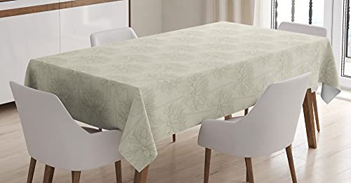 ABAKUHAUS Dahlie Tischdecke, Pastell Umriss Wilde Blumen, Für den Inn und Outdoor Bereich geeignet Waschbar Druck Klar Kein Verblassen, 140 x 170 cm, grau Gelb