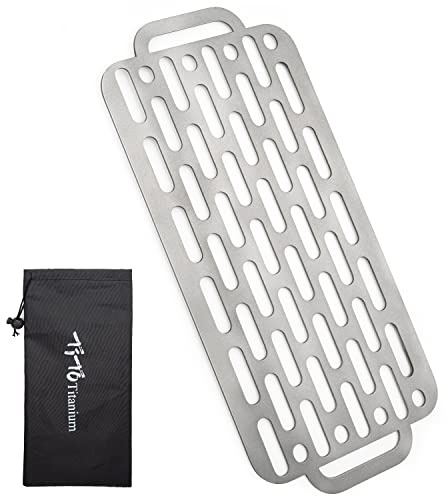 TiTo Titanium BBQ Net Grill Portable Ultralight Non-Stick Meat Grill Grate for Home Garden Outdoor Camping Picnic Hiking Charcoal Holder with Storage Bag (B)