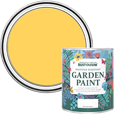 Rust-Oleum Peinture Jaune Résistante à l'humidité pour Jardins, Finition Mate - Gelée de Citron 750ml
