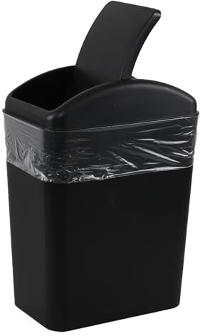 Tyminin 20 Litre Black Plastic Swing Bin, Waste Paper Basket Rubbish, Trash Can for Kitchen and Home Waste