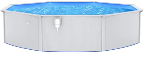 vidaXL Piscina con Pareti in Acciaio Rotonda 550x120 cm Bianca