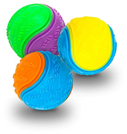 Rightwell Dog Balls, 3Pcs Squeaky Dog Ball, Scooby Doo Dog Ball Toy Teeth Cleaning Puppy Interactive Chew Durable Toy