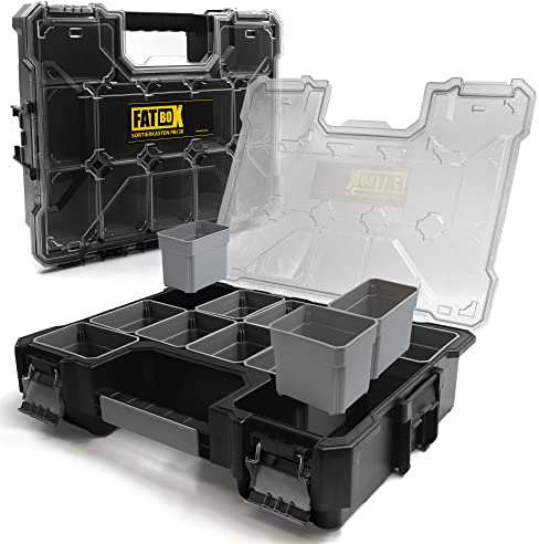 Fatbox XXL Organizer Sortierkasten Sortimentskasten Kleinteilemagazin Aufbewahrungsbox Koffer (Schwarz PBI 30 (44x36x10,5cm) | 1er Pack)