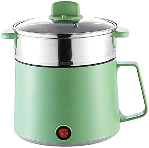 EdirFtra Olla Caliente eléctrica, sartén eléctrica Multifuncional de 1,7 litros/Olla de guisado/Vapor, Mini Olla eléctrica portátil Sopa Antiadherente Gachas de abujón Fideos de Huevo