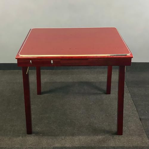 MegLob Faltbarer Mahjong -Tisch, Hölzerne Mahjong -Spielplattform, Pure Wood Squre Mahjong -Tisch, Folding Domino Game Table Mit Cuphalters Und Mini -Schubladen,with lid