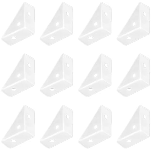 12 PCS Triangle Corner Brackets,Angle Support for Furniture Fastening (White)