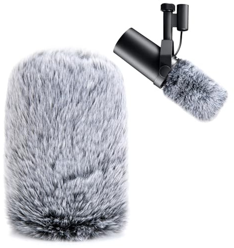 YOUSHARES SM7B Pop Filter for Shure Mic, Furry Windscreen Muff Compatible with Shure SM7B, SM7dB Dynamic Vocal Microphone. (Gray)
