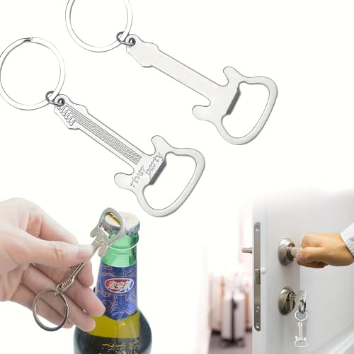 10pcs Guitar Bottle Opener Keyring Party Favour | Metal Beer Key Ring Gift for Birthday, Home Bar, Music Lover, Party Decoration, Wedding Present and Novelty Gadget