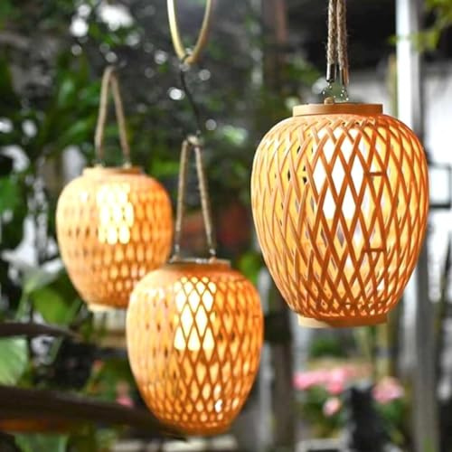 Bärbar solcell utomhus pastoral stil imitation bambu väv ljus atmosfär lykta ljus solbelysning trädgård dekorativt ljus för gräsmatta, gård
