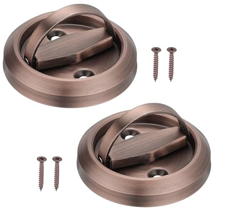 PATIKIL Incasso Porta Maniglie 2pz Rotondo Filo Maniglie Inox Acciaio Mobili Serrature Nascoste Incorporato Ignifugo Porta Mobili Tirare Scuro Oro