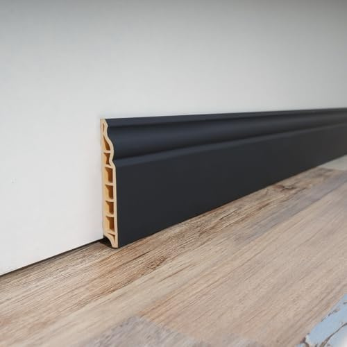 Art3d High Impact Baseboard Wall Molding Trims, Skirting Board, Black