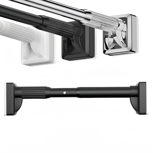 Gardinenstange Ohne Bohren 40-500cm,Duschvorhangstange Ausziehbar,Teleskopstange Spannstange zum klemmen,Ø33mm Edelstahl Vorhangstange,Klemmstange für Badezimmer Kleiderschrank(Schwarz,160-250CM)